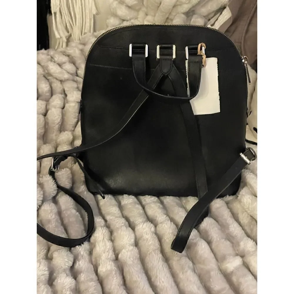 Black leather MIchael Kors emmy lg backpackw/tea flower roses